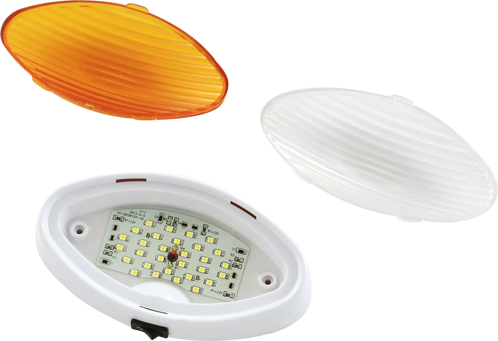 170 Lumens (Clear Lens) & 110 Lumens (Amber Lens) LED Oval Porch Light w/ On-Off Switch Stylish Camping
