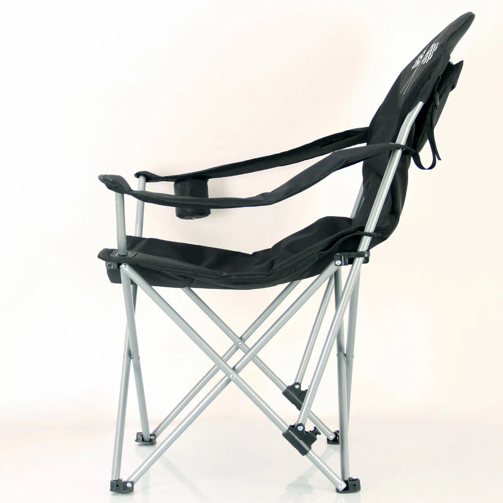 Stylish Camping Foldable Black/Flag Reclining Camp Chair Stylish Camping