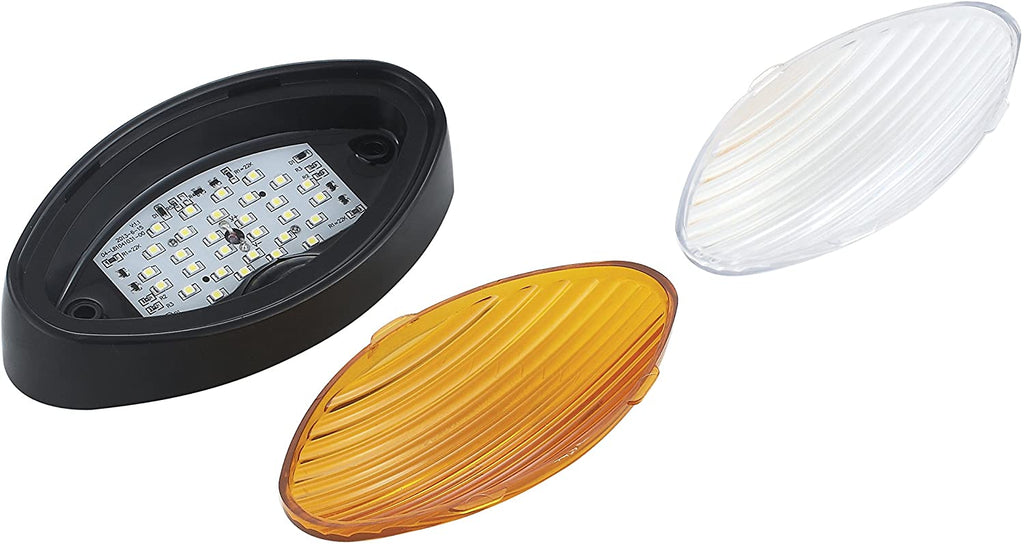 170 Lumens (Clear Lens) & 110 Lumens (Amber Lens) Black LED Oval Porch Light Stylish Camping