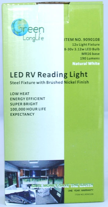 190 Lumens Natural White MR16 Base LED Reading Light Stylish Camping