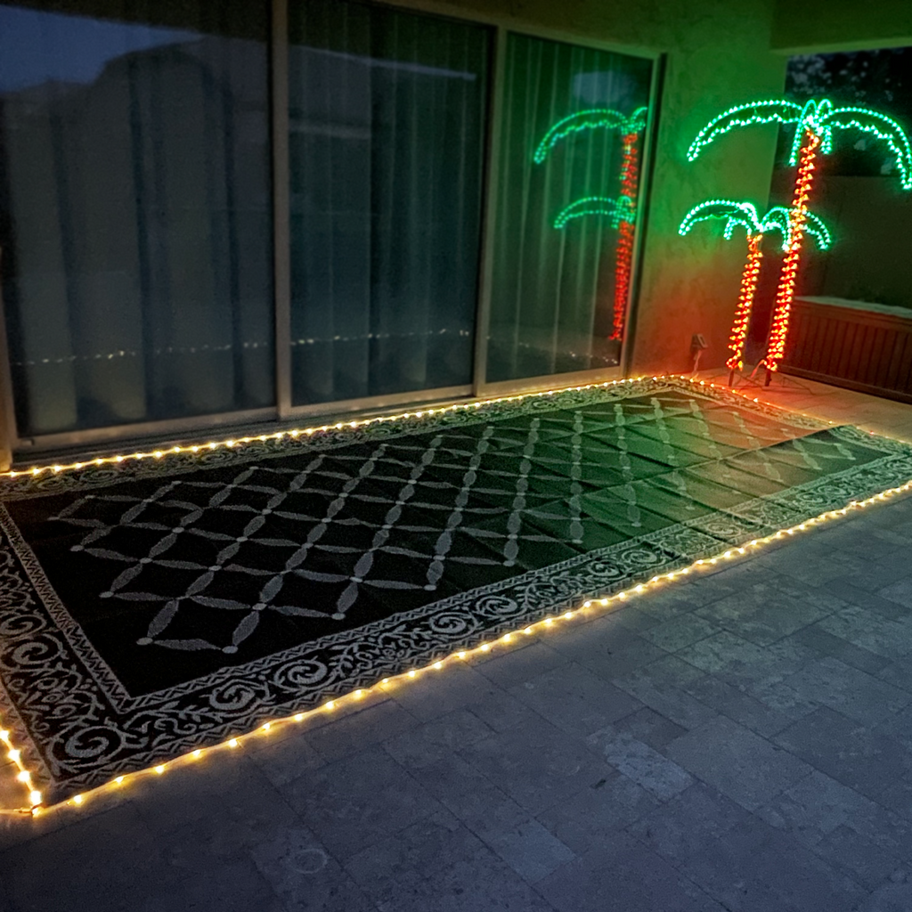 Lighted Rv Mat Stylish Camping LED Illuminated Garden Mat 8'x18'