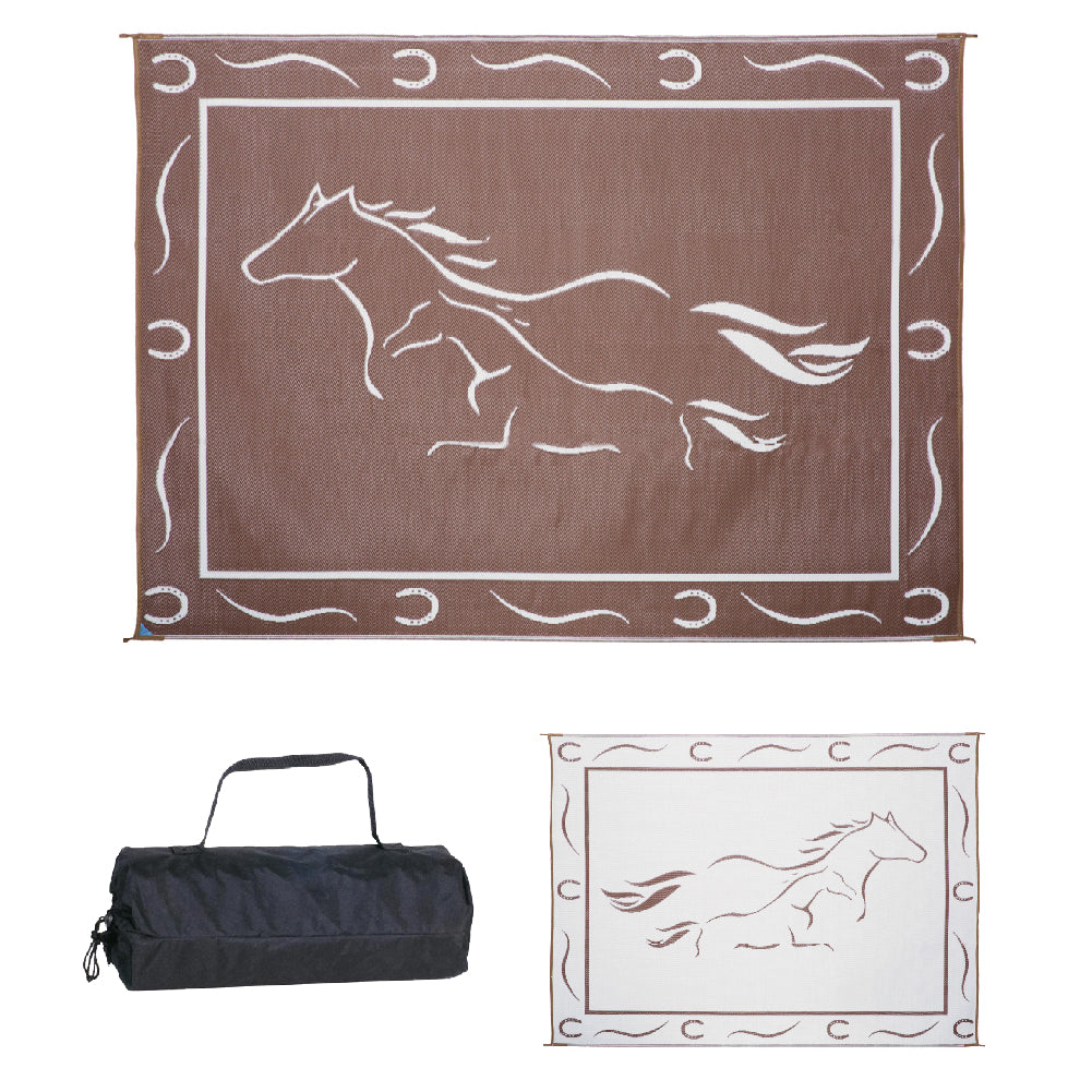Ming's Mark 8' x 11' Reversible Outdoor Rug, Galloping Horses Design Ming's Mark 8' x 11' Reversible Outdoor Rug, Galloping Horses Design