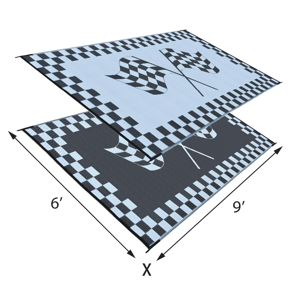 Sim Rig Large Racing Flag Mat Stylish Camping Racing Flag Mat 6'x9'