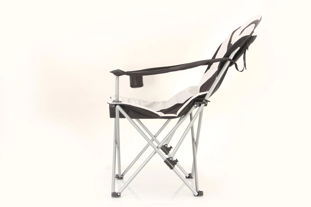 Stylish Camping Foldable Black/Gray Reclining Camp Chair Stylish Camping